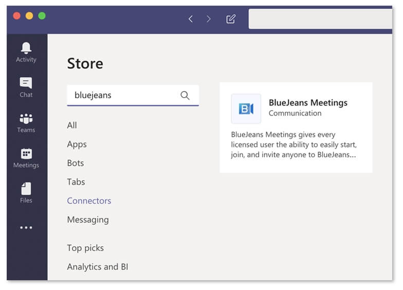 BlueJeans Meetings Bot for Microsoft Teams